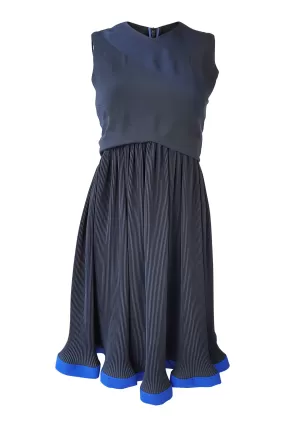 PAUL SMITH Black Blue Colour Block Pleated Skirt Skater Dress (6)