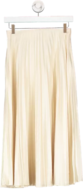 ZARA Cream Pleated Satin Finish Skirt UK XS