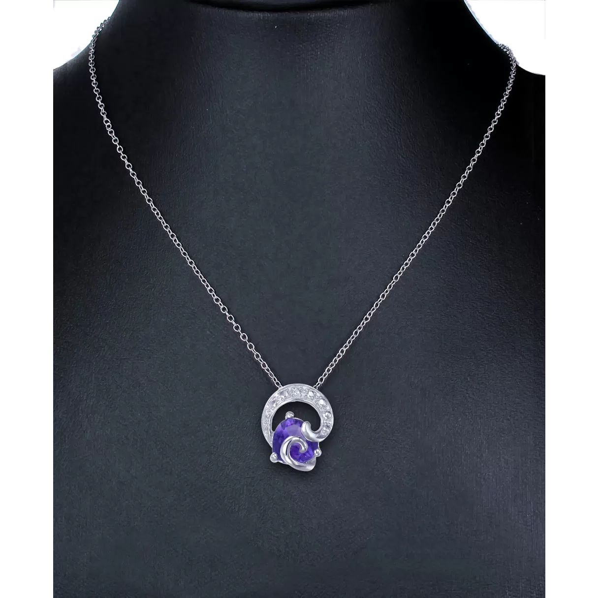 0.70 cttw Purple Amethyst Pendant Necklace .925 Sterling Silver 6 MM Heart