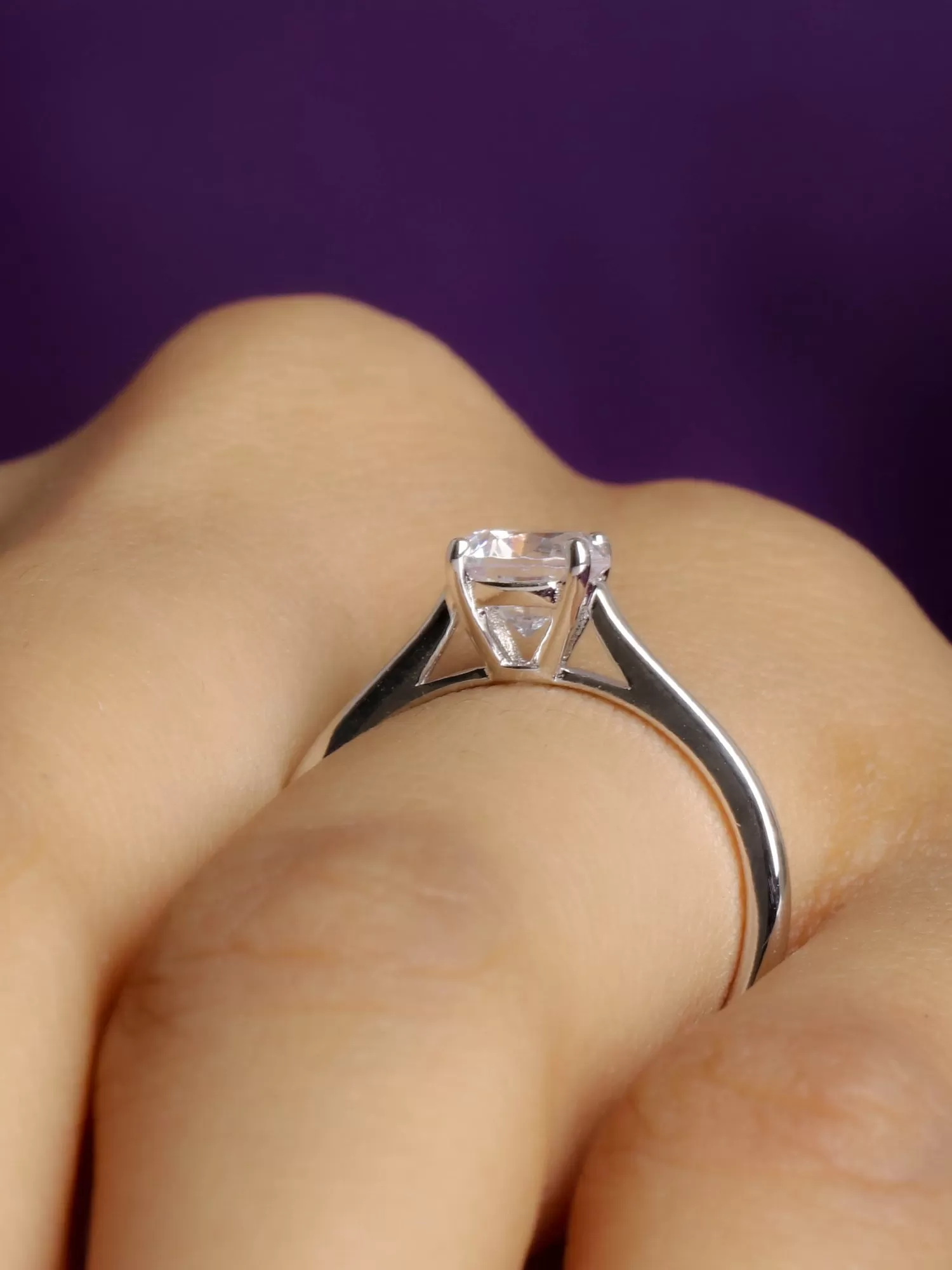 0.75 Carat Love Thy Woman Solitaire Ring In Silver 925