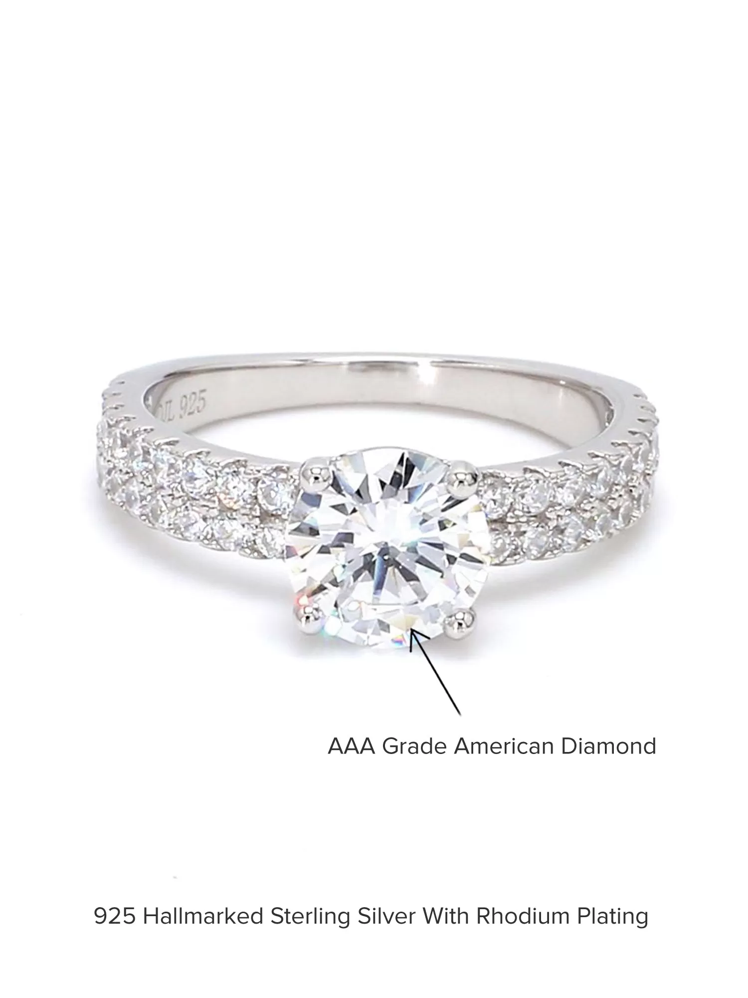 1.5 Carat American Diamond Solitaire Ring In 925 Sterling Silver