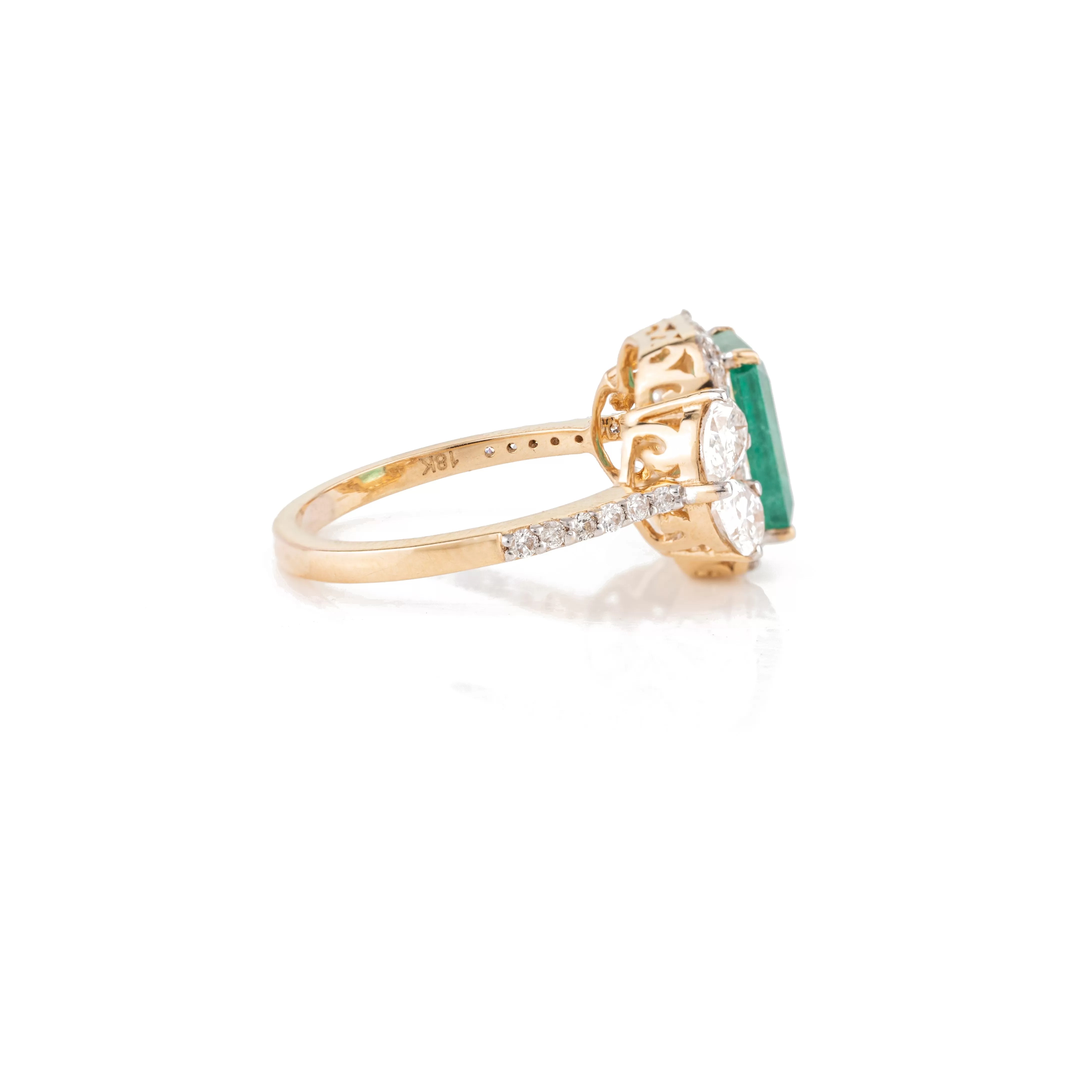 18K Natural Emerald Diamond Big Cocktail Ring