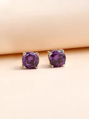 2 Carat Amethyst Studs Earrings For Women