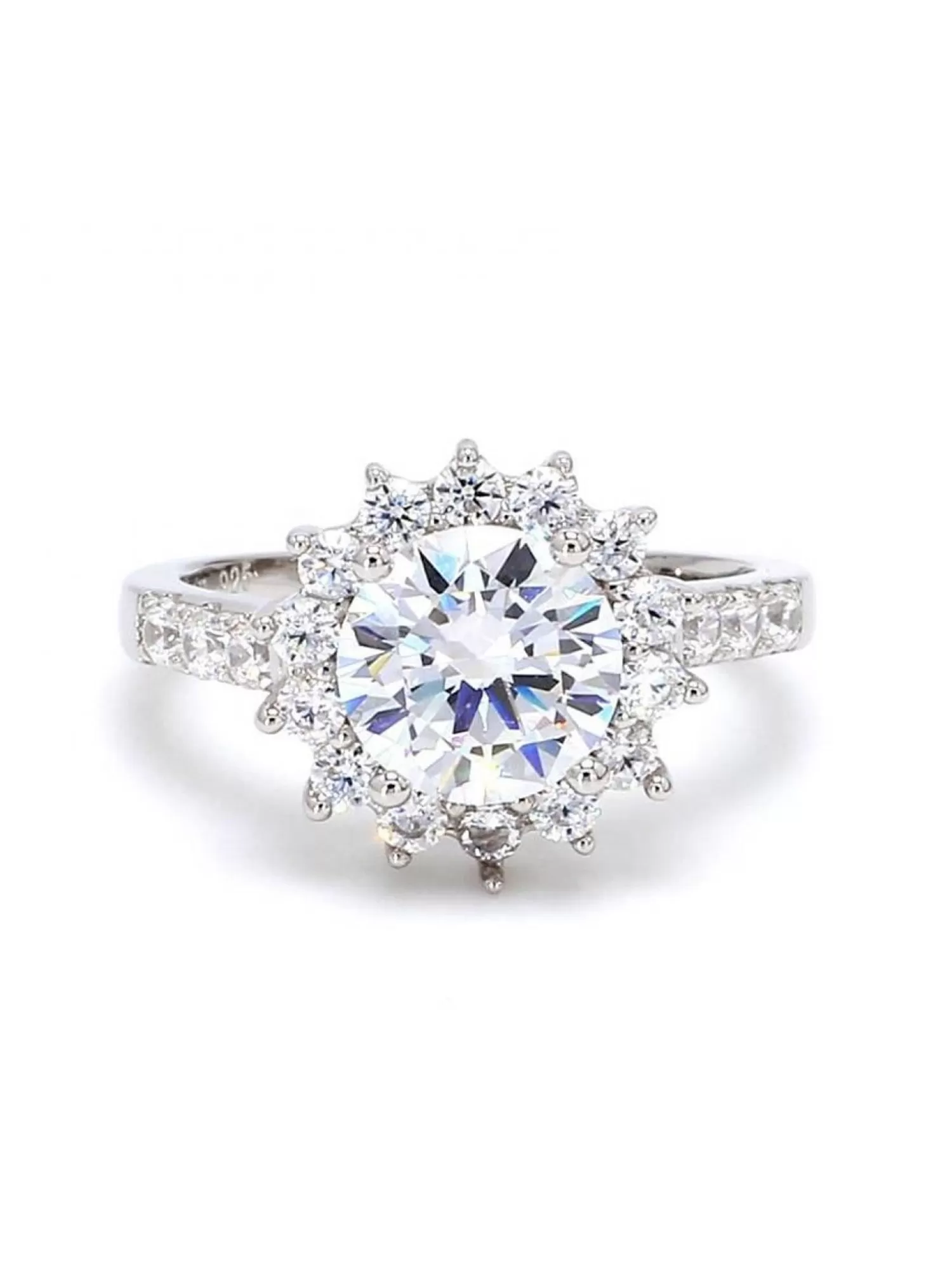 2 Carat Cubic Zirconia 925 Silver Flower Ring