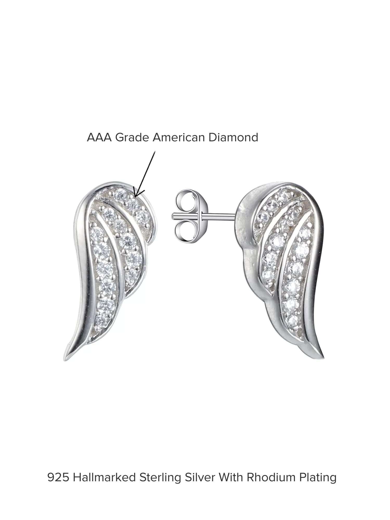 925 Silver Earrings In Angel Wings