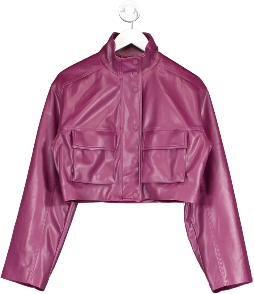 alo yoga Purple Faux Leather Power Hour Jacket UK S