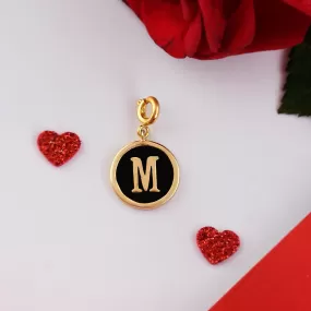 Alphabet M Black Enamel Charm - Voylla