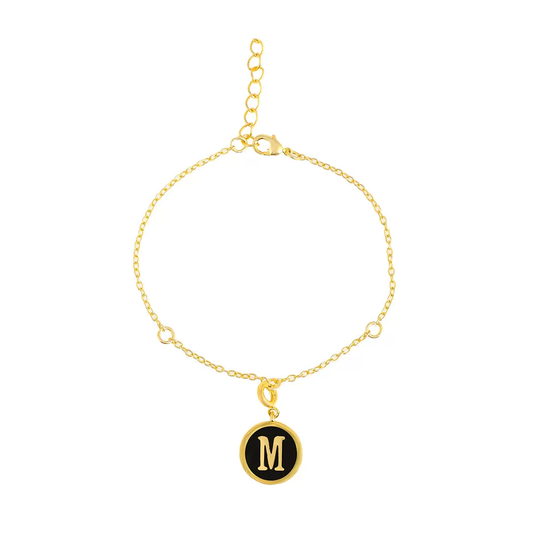 Alphabet M Black Enamel Charm - Voylla