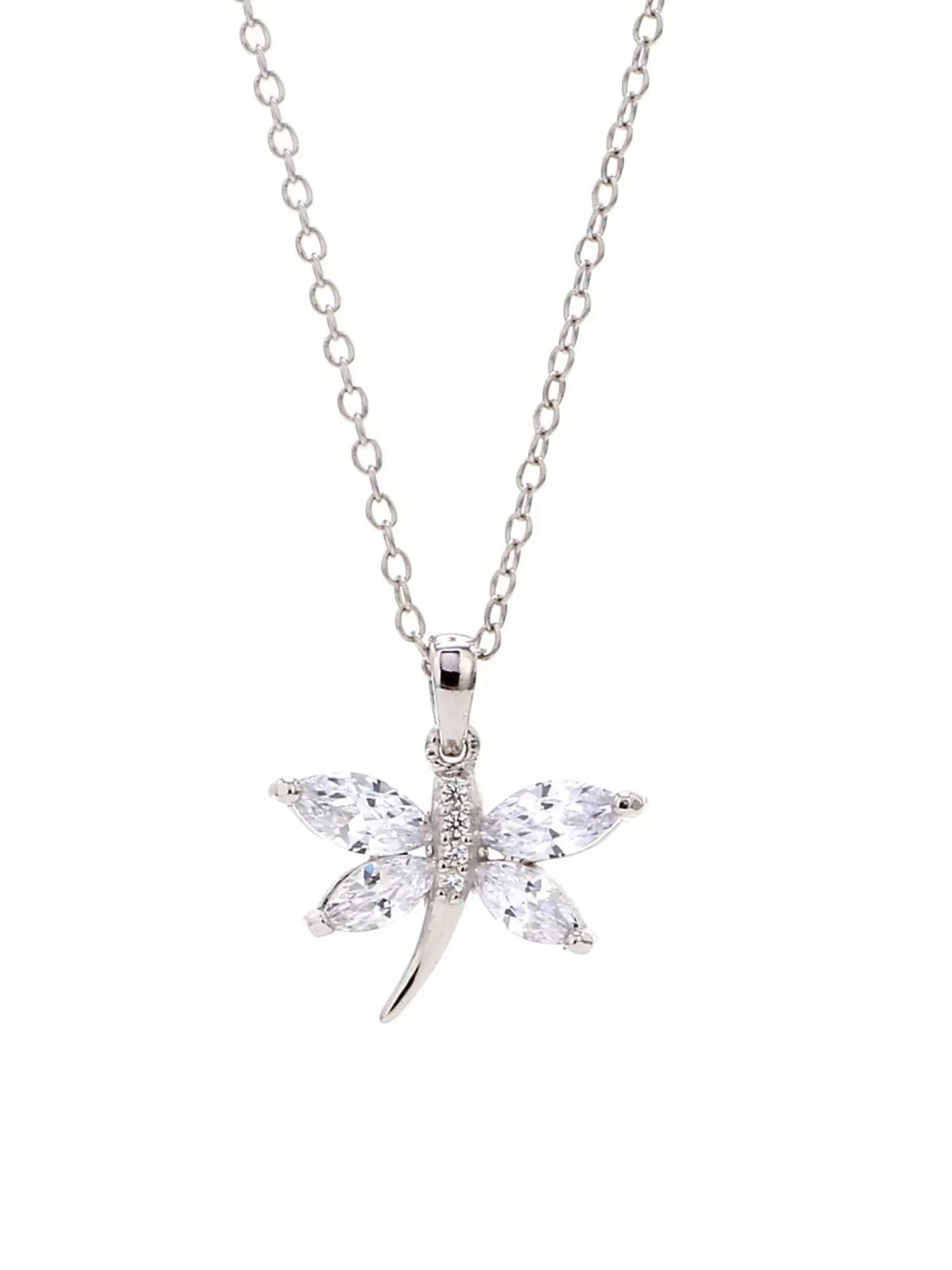 American Diamond Butterfly Necklace In 925 Silver