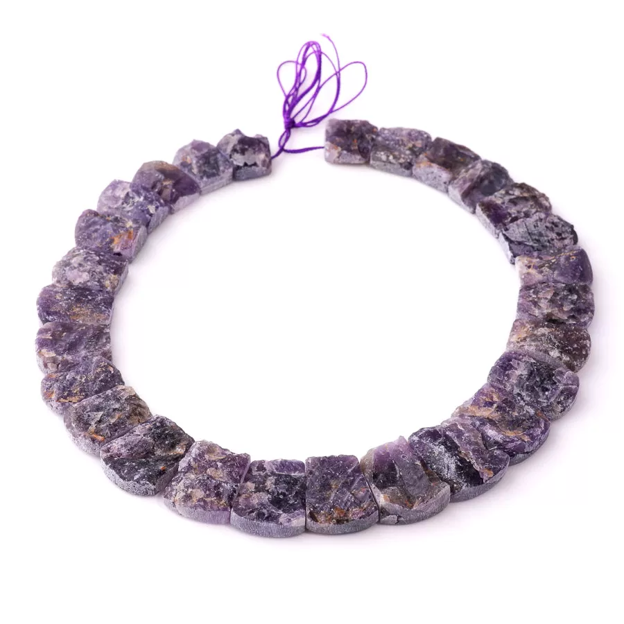 Amethyst 12x16-15x22mm Jaged Rough Collar - 15-16 Inch