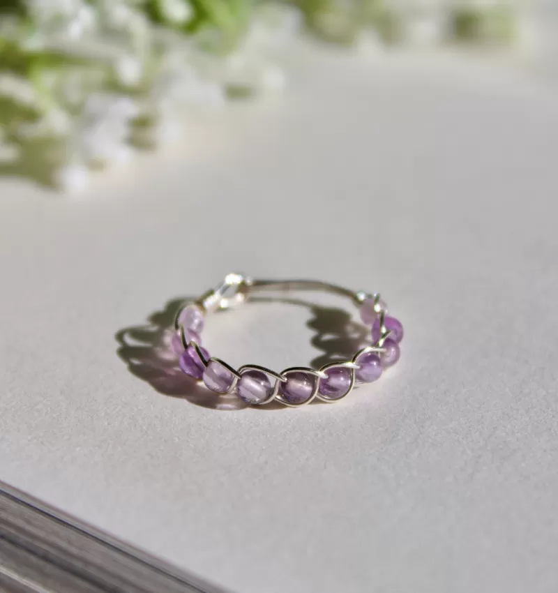 Amethyst Braided Wire Ring