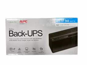 APC 7-Outlet 675VA 360 Watts Back-UPS Battery Backup System