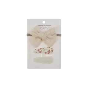 Ballerina Snap Hair Clips & Bow Set in Ivory