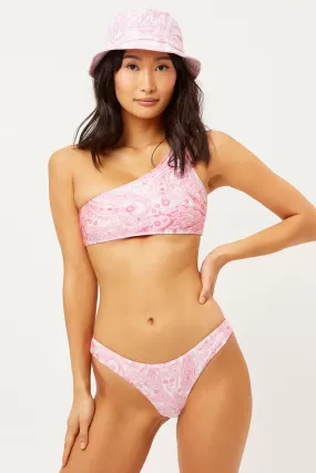 Barb One Shoulder Bikini Top - Pink Paisley