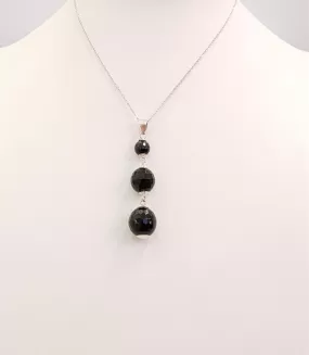 Black Agate 3 Tier Ball Pendant