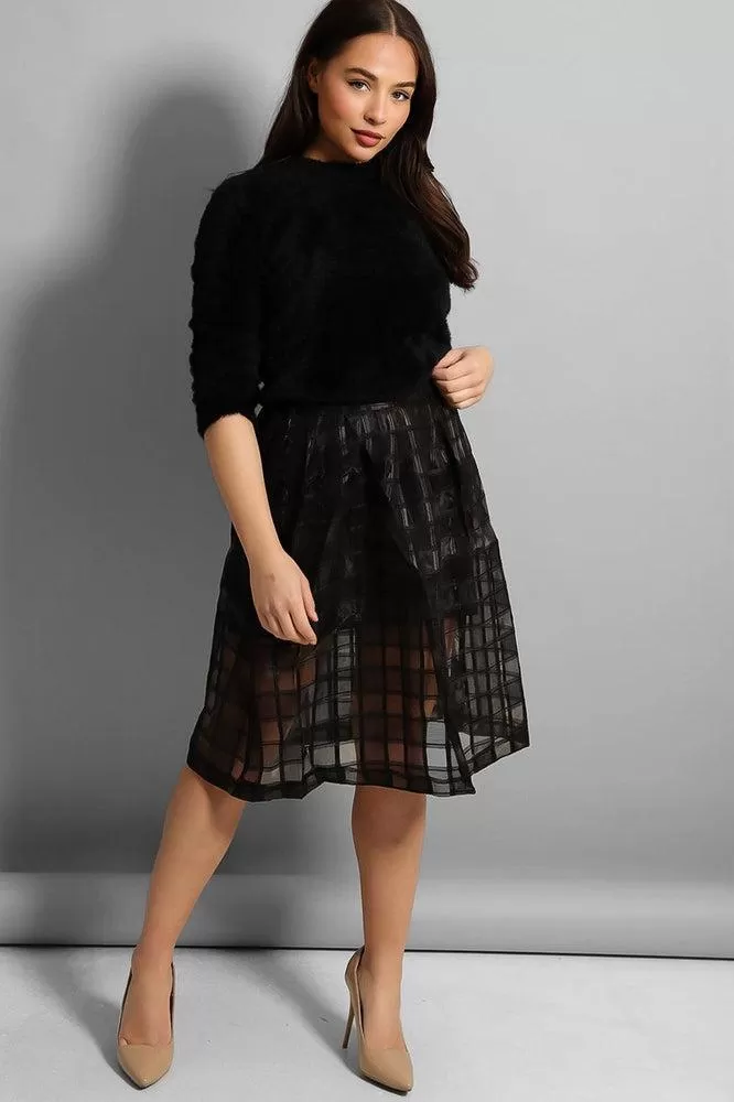 Black Cage Net Midi Skirt