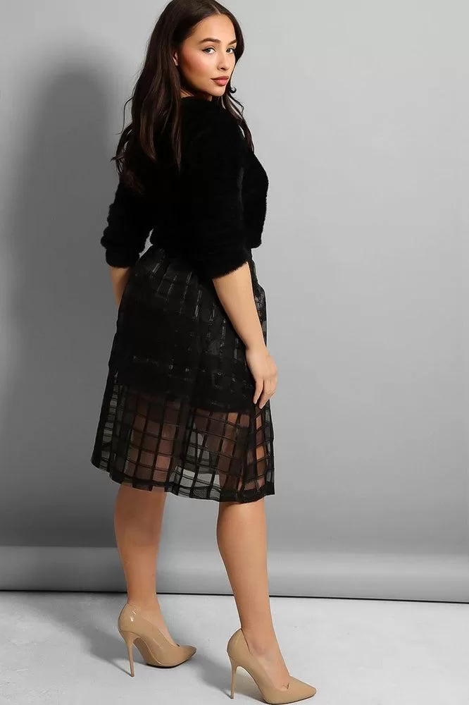 Black Cage Net Midi Skirt