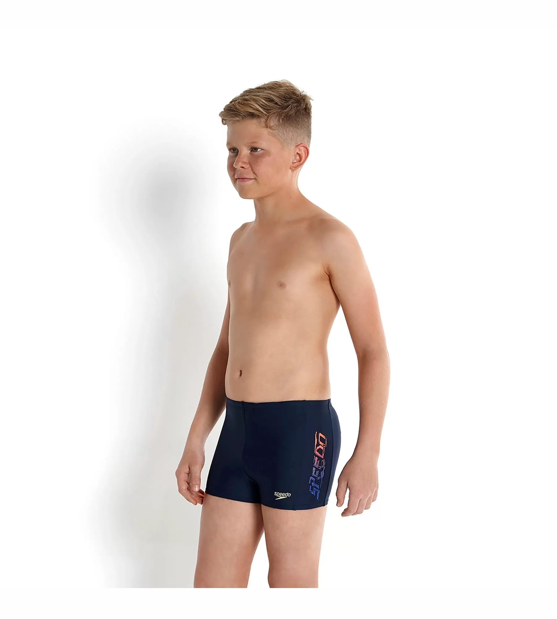 Boy's Endurance Speedotech Logo Panel Aquashort - Speedo Navy & Deep Peri