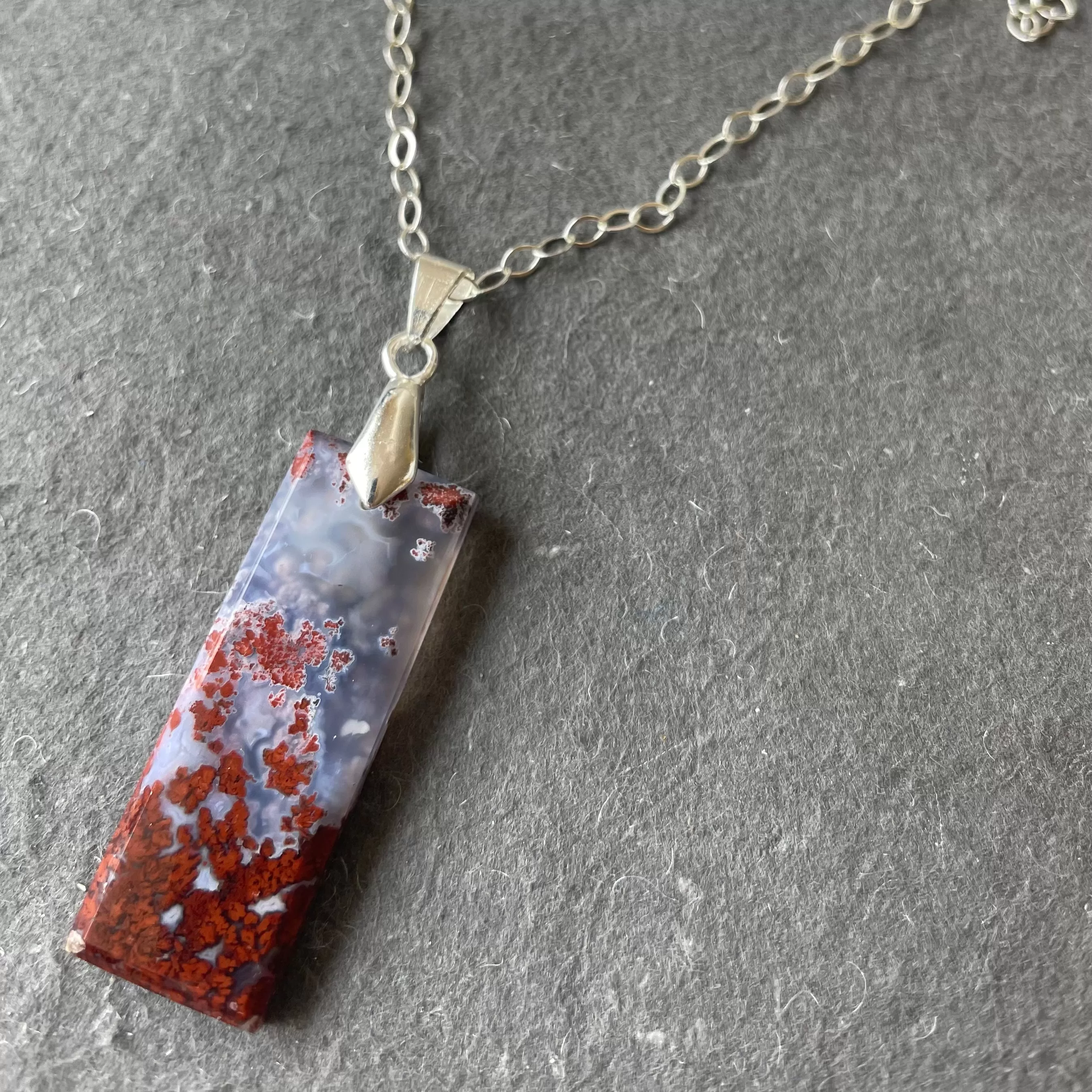 Carnelian Moss Agate Necklace, OOAK