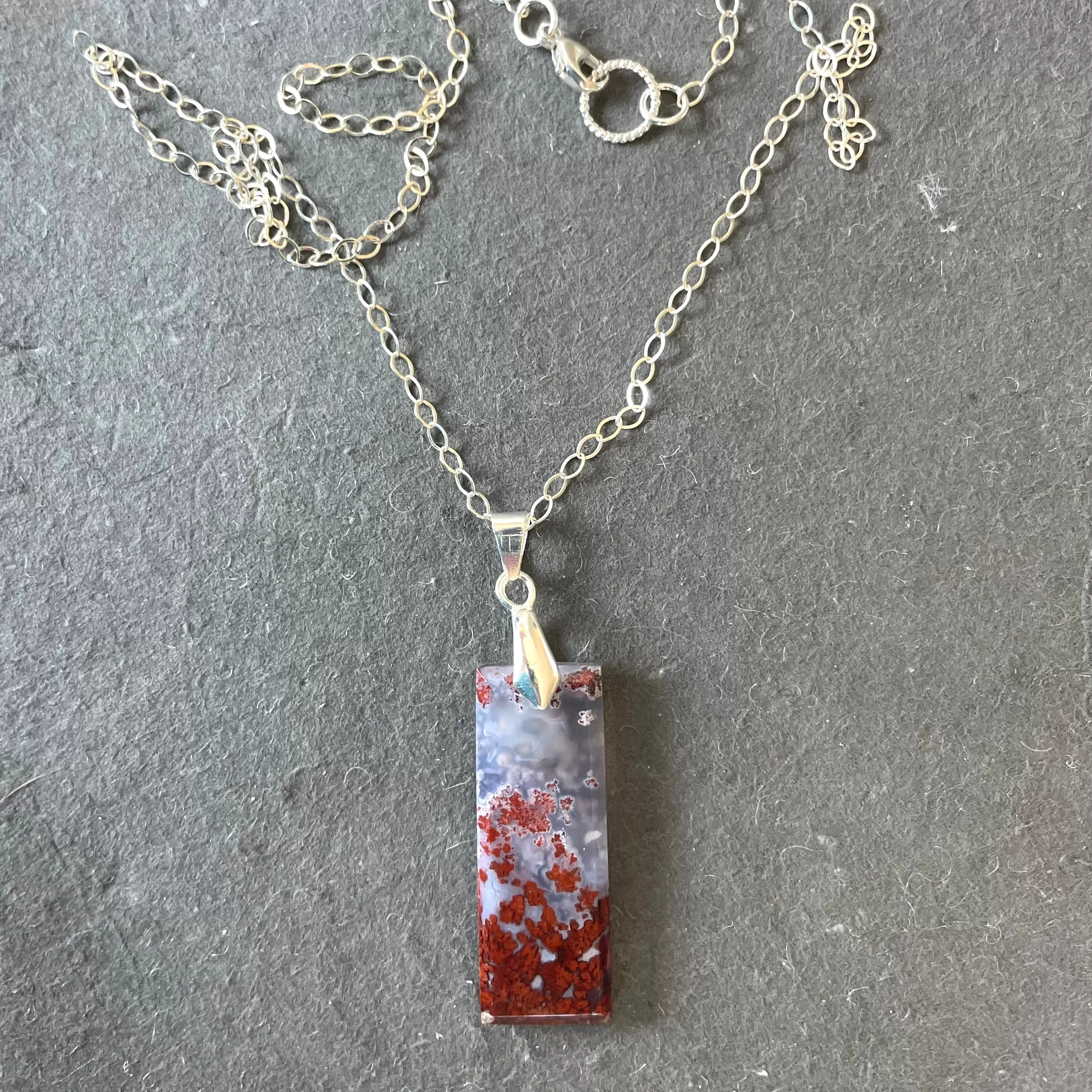 Carnelian Moss Agate Necklace, OOAK