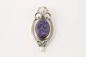 Carolyn Pollack 925 Silver 9.80tcw Purple Druzy Pendant (10.28g.)