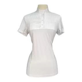 Cavalleria Toscana Jersey S/S Competition Shirt w/Pleated Bib in White - Women's XS