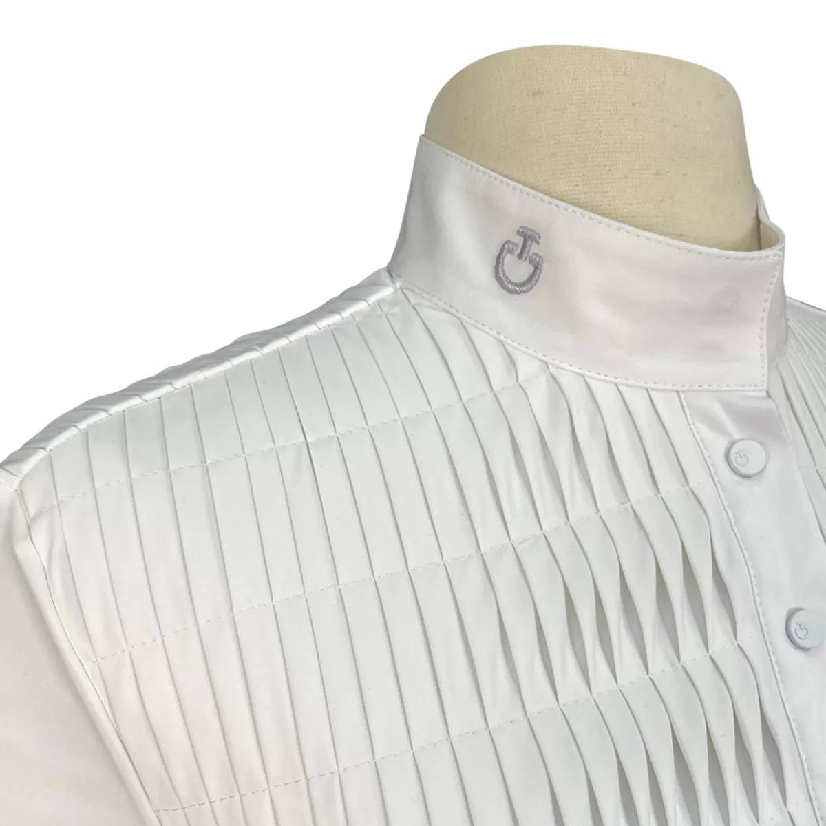 Cavalleria Toscana Jersey S/S Competition Shirt w/Pleated Bib in White - Women's XS