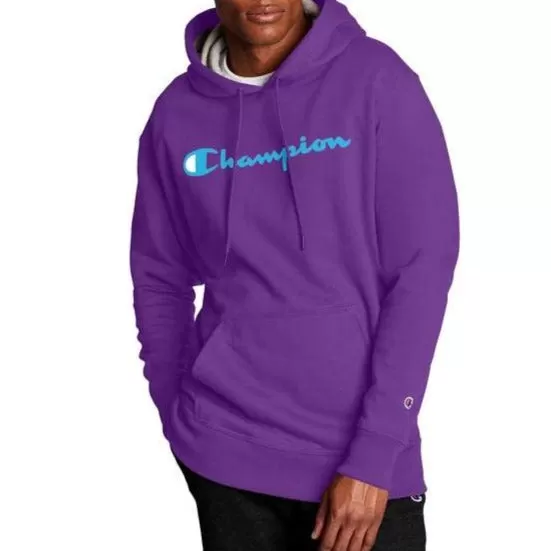 Champion Men's Script Logo Powerblend Pullover Hoodie