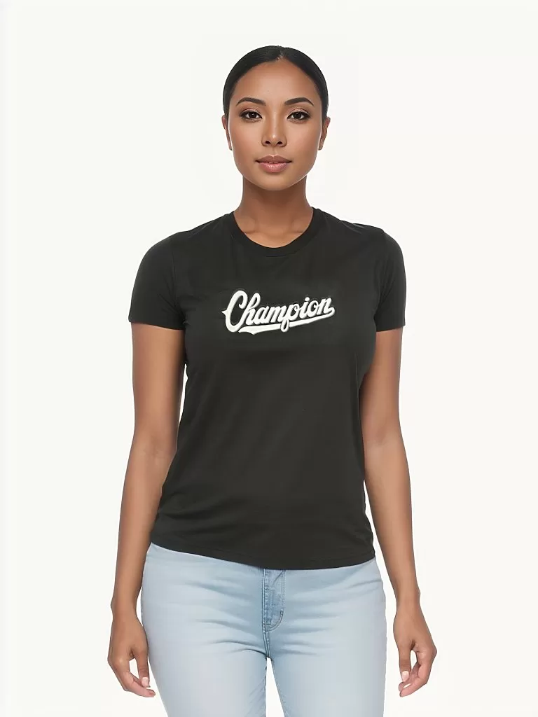 CHAMPION WOMEN'S GRAPHIC BLACK TEE