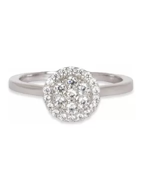 Cluster Ring Diamond Look 925 Silver Ring For Women