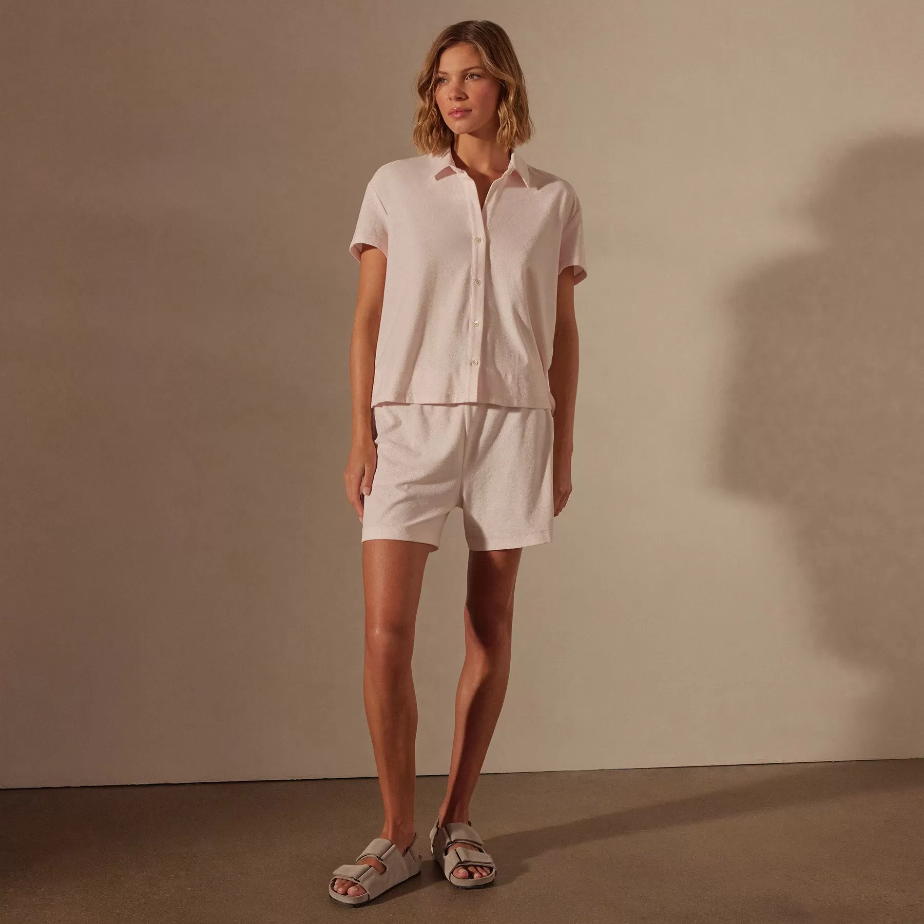 Cotton Terry Placket Short Sleeve - Zephyr