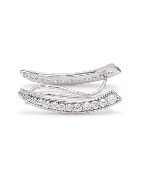 Crescent American Diamond Climber 925 Silver Earrings