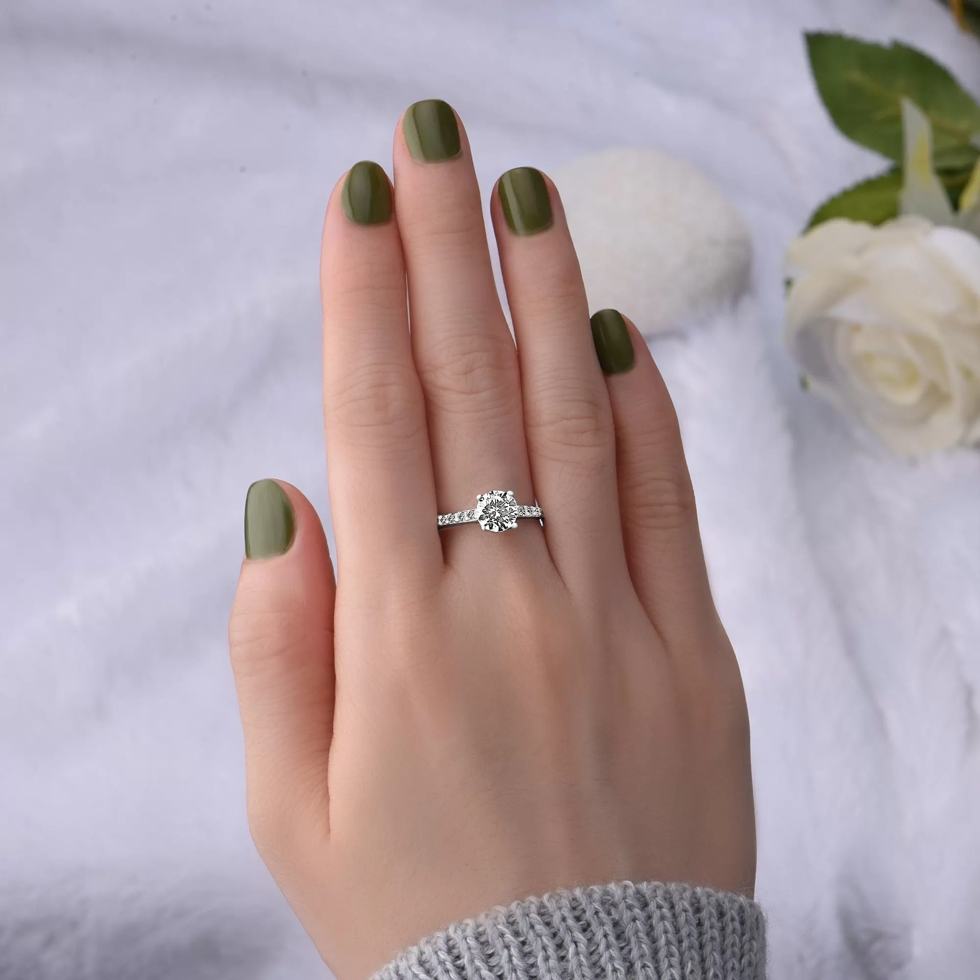 CZ Marry Me Engagement Rings for Her Channel Band