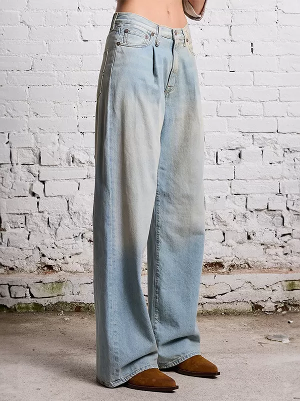 Damon Pleated Wide leg in Lennon Blue