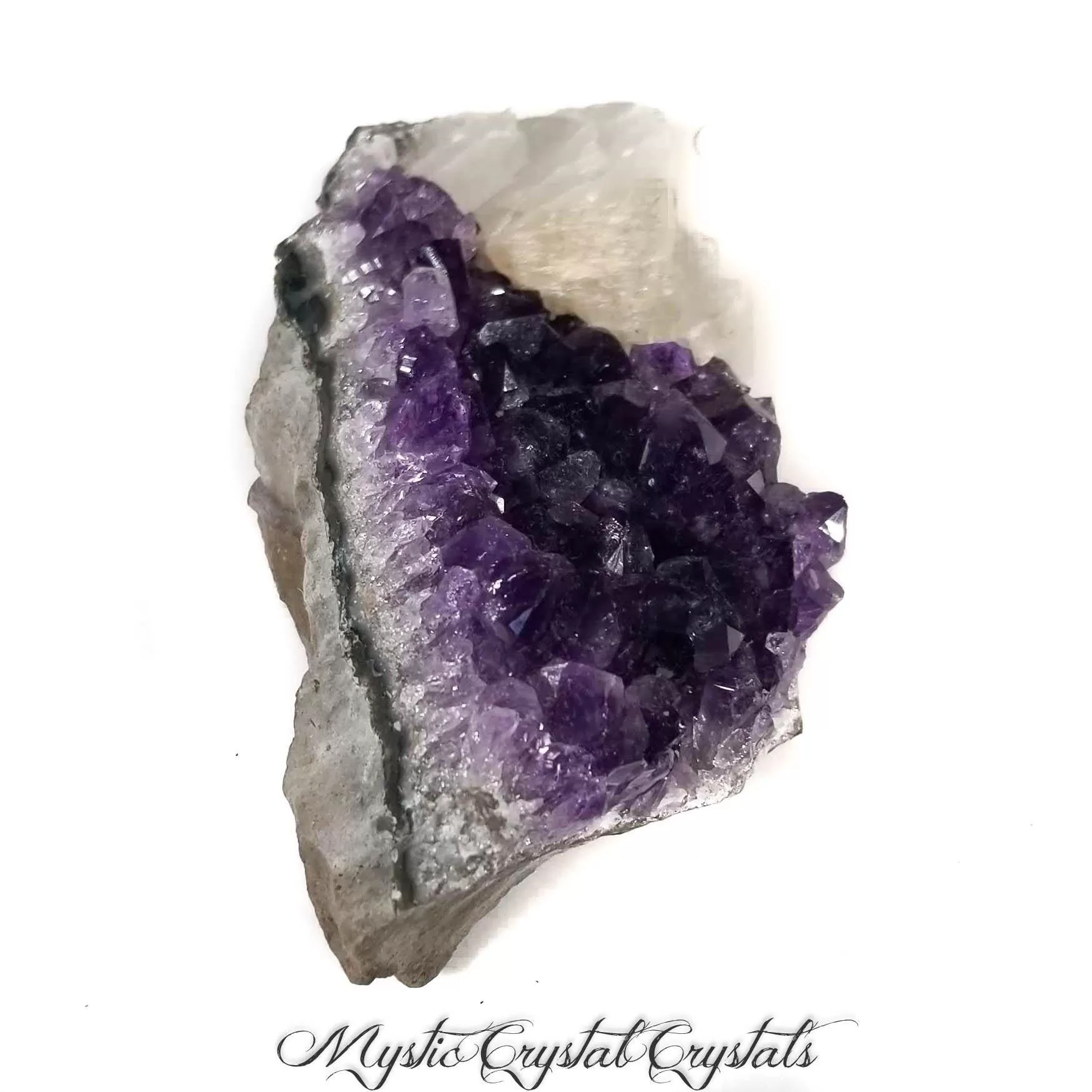 Deep Purple Amethyst Cluster with White Calcite