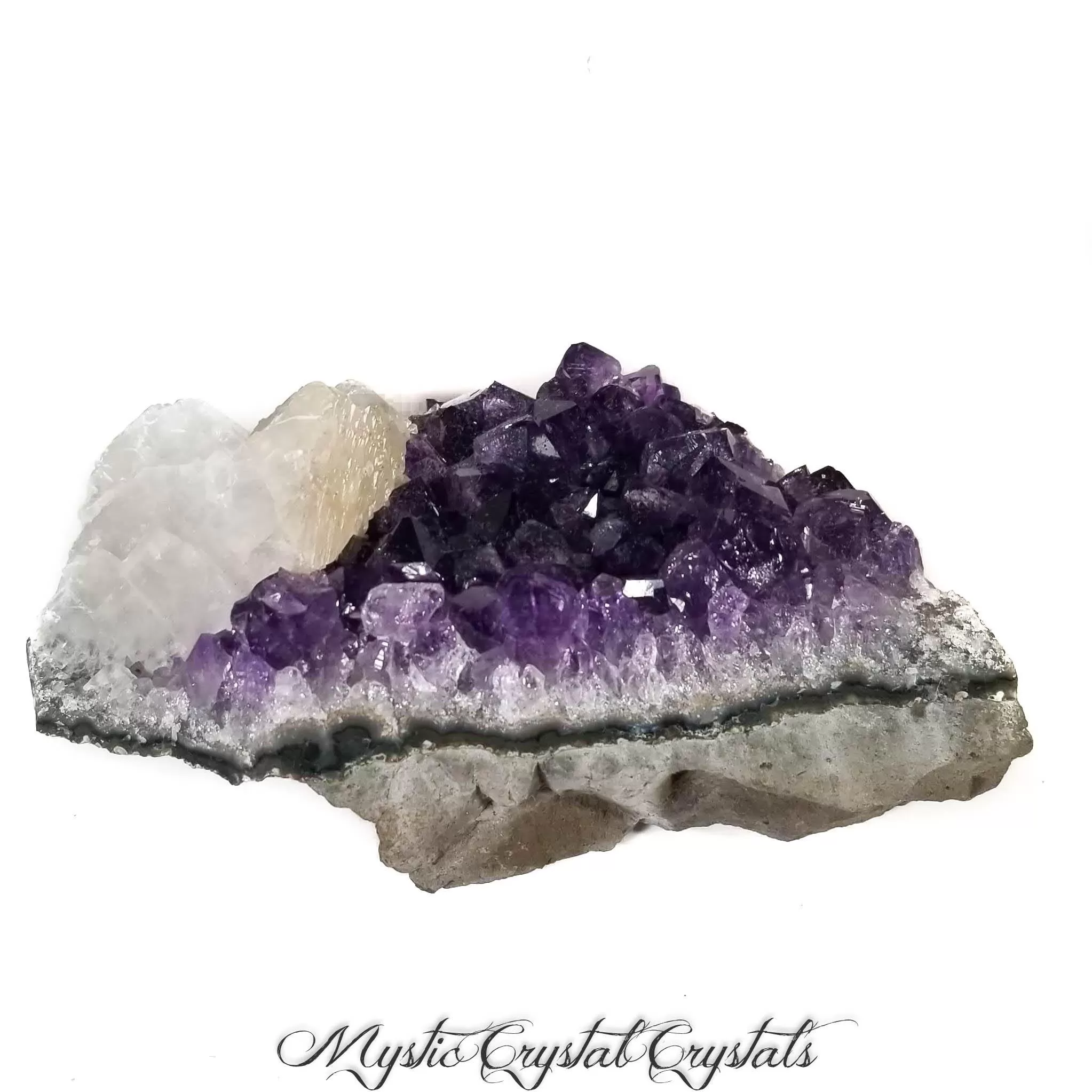 Deep Purple Amethyst Cluster with White Calcite