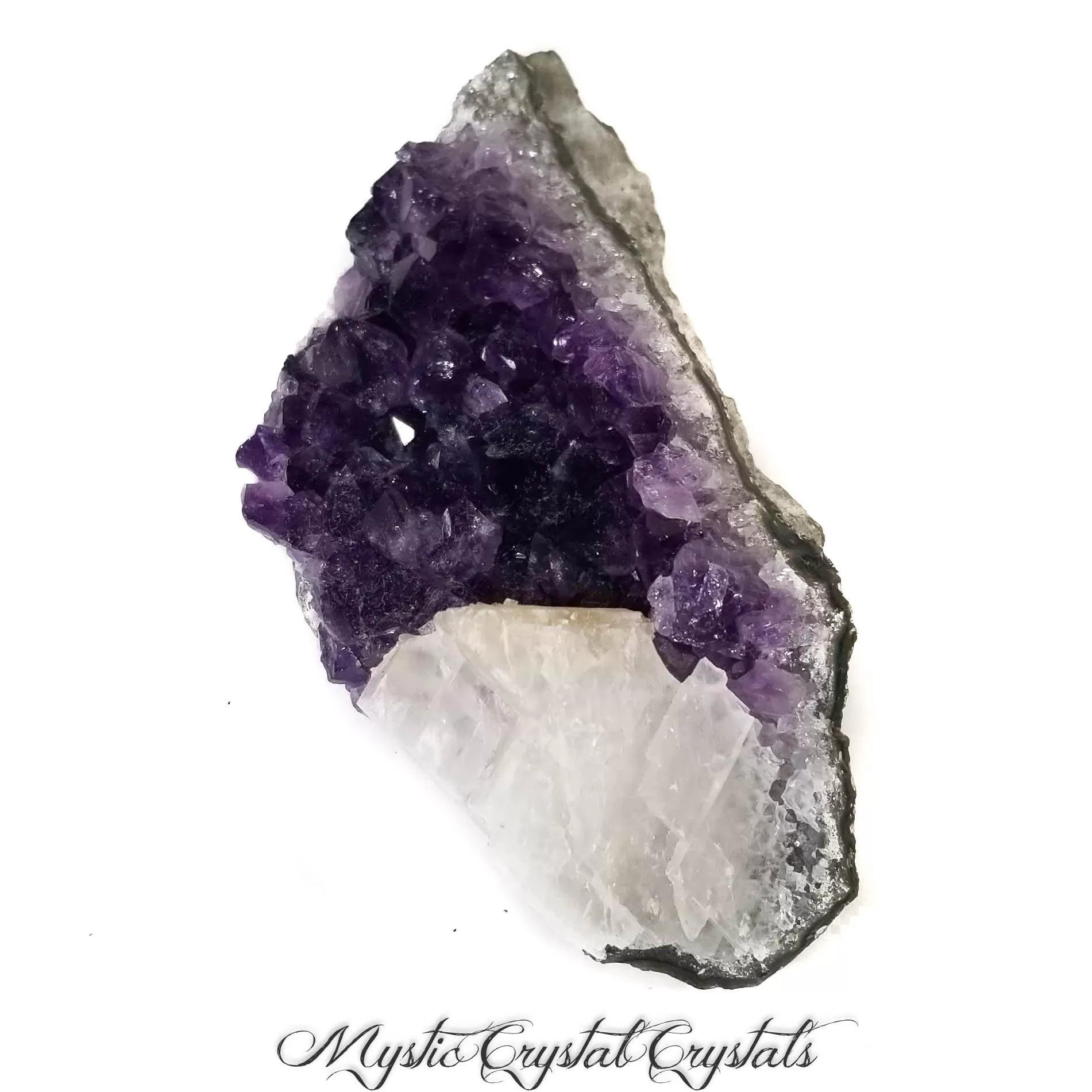 Deep Purple Amethyst Cluster with White Calcite