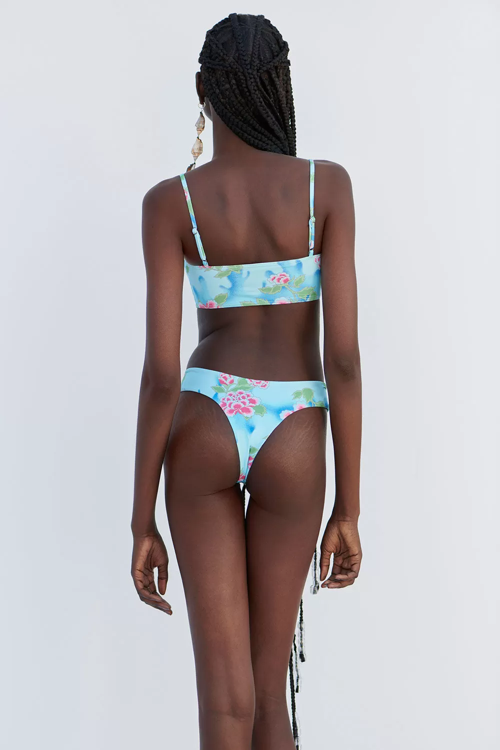 Dexter Floral Thong Bikini Bottom - Blue Daiquiri