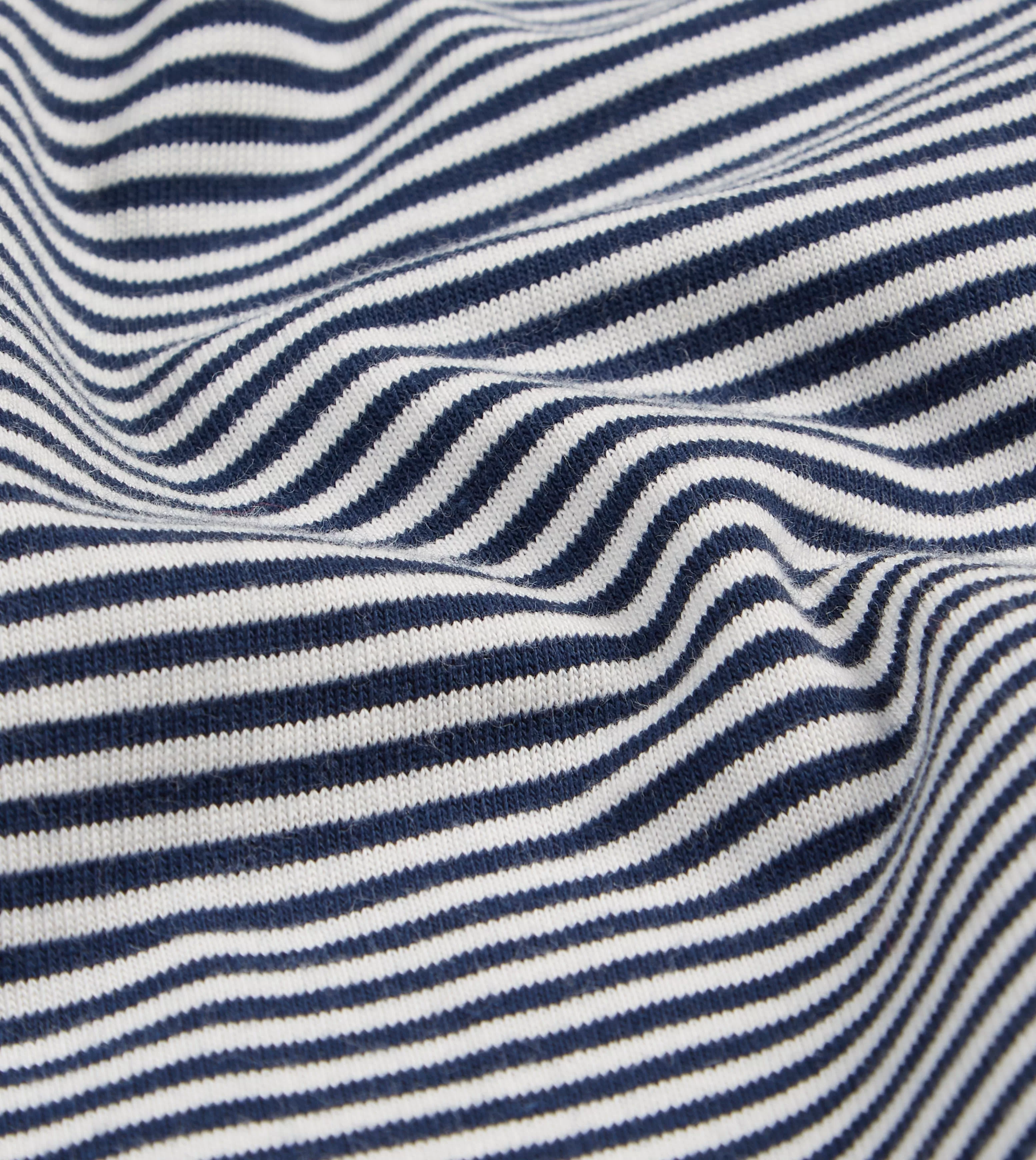 Ecru and Navy Stripe Cotton Crew Neck Hiking T-Shirt