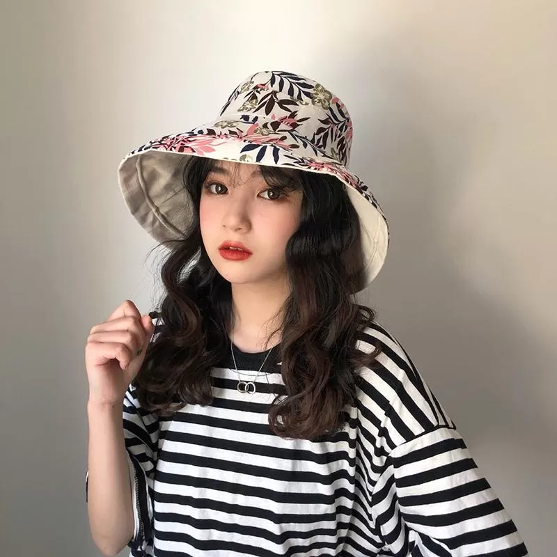 Female Summer Sun Hat Solid Color Foldable Hat