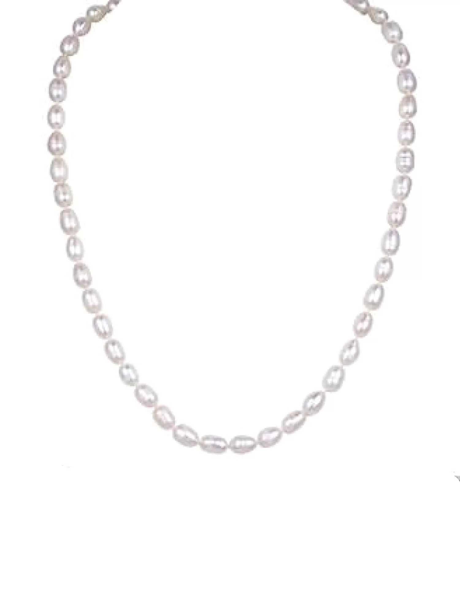 Freshwater Rice Pearl 18 Inches Silver Necklace