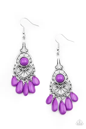 Fruity Tropics - Purple Paparazzi Earrings