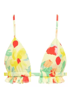 Helena Floral Ruffle Triangle Bikini Top