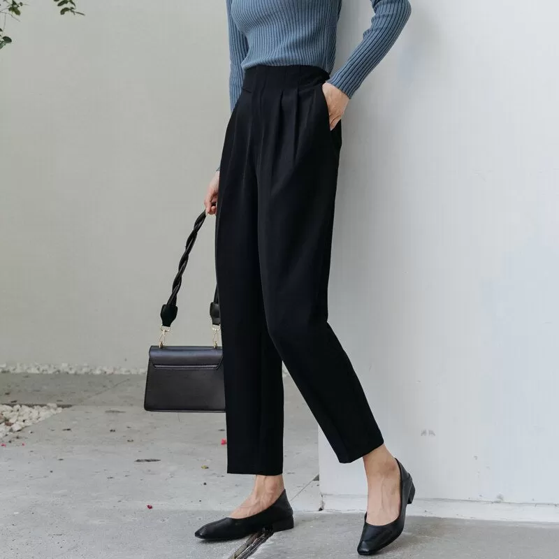 High Waist Pants With Off-Side Buttons