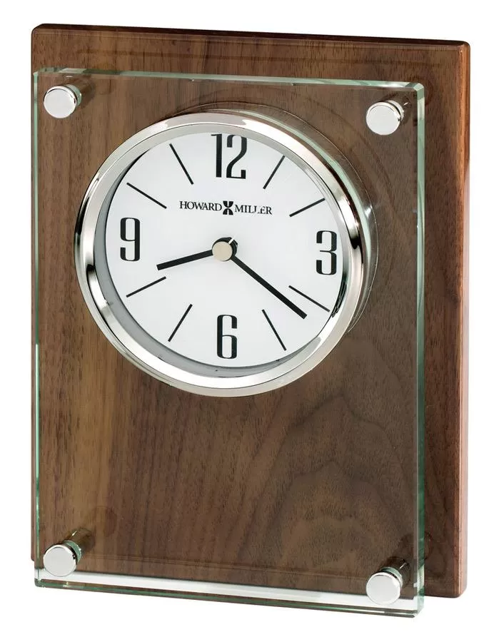 Howard Miller Amherst Table Clock - Walnut Finished Panel with Glass Front