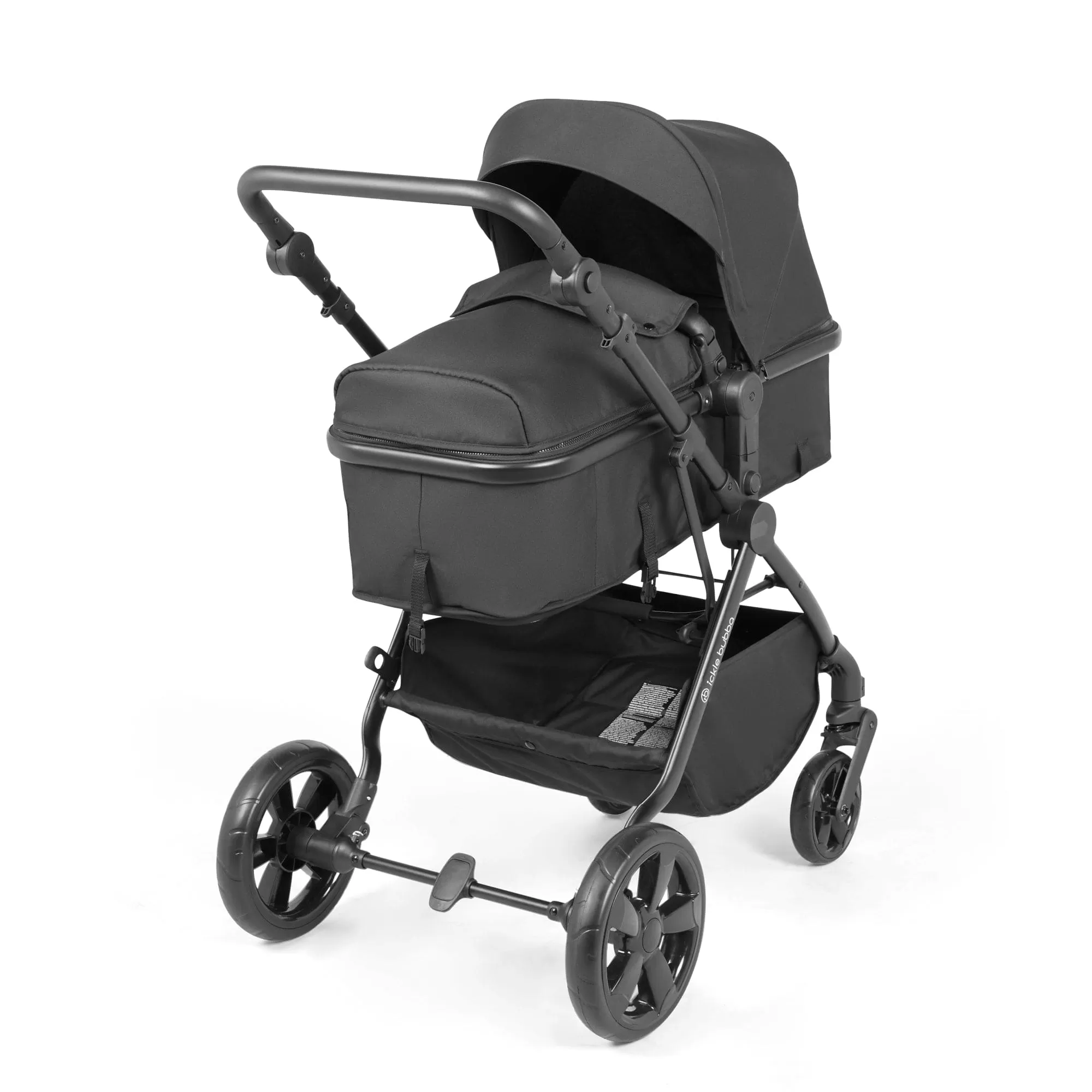 Ickle Bubba Comet I-Size Travel System With Stratus Car Seat & Isofix Base - Black / Black / Black