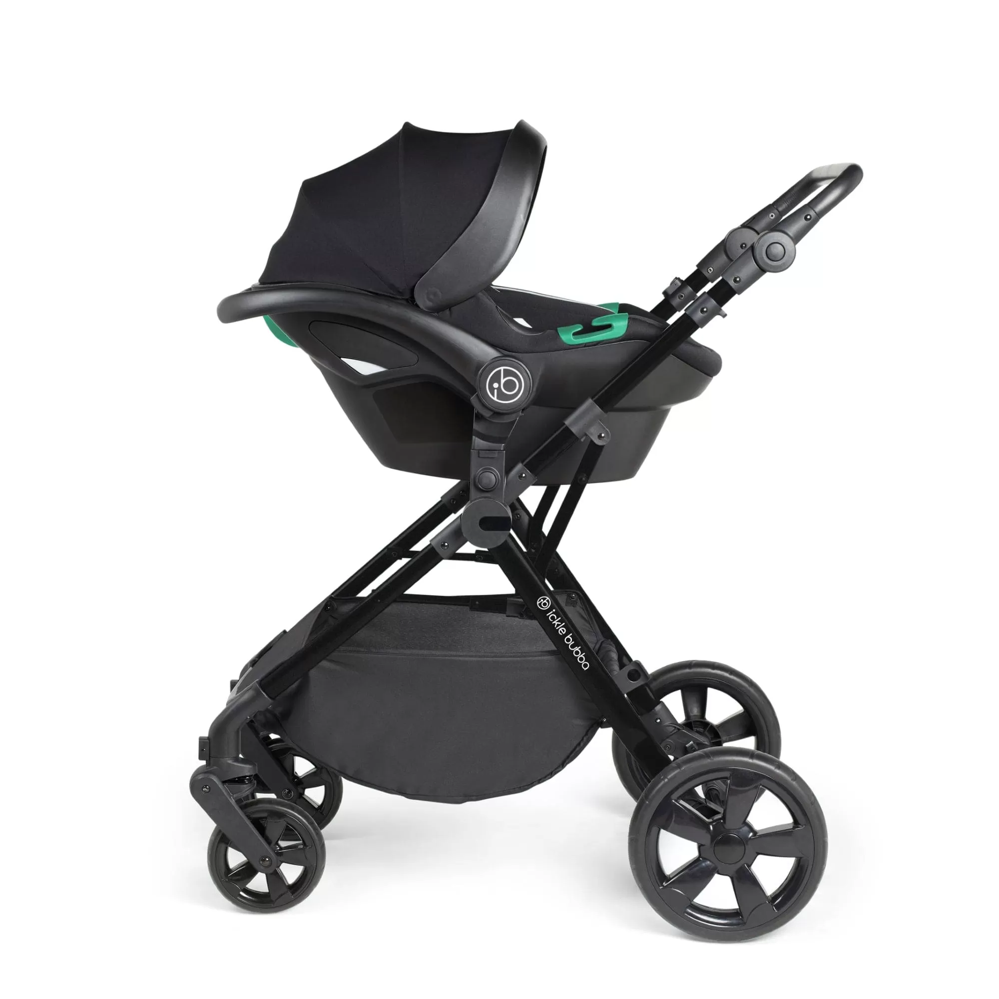 Ickle Bubba Comet I-Size Travel System With Stratus Car Seat & Isofix Base - Black / Black / Black