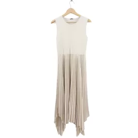 Joseph Light Beige Knit Weave Pleated Dera Dress - S / M / 6