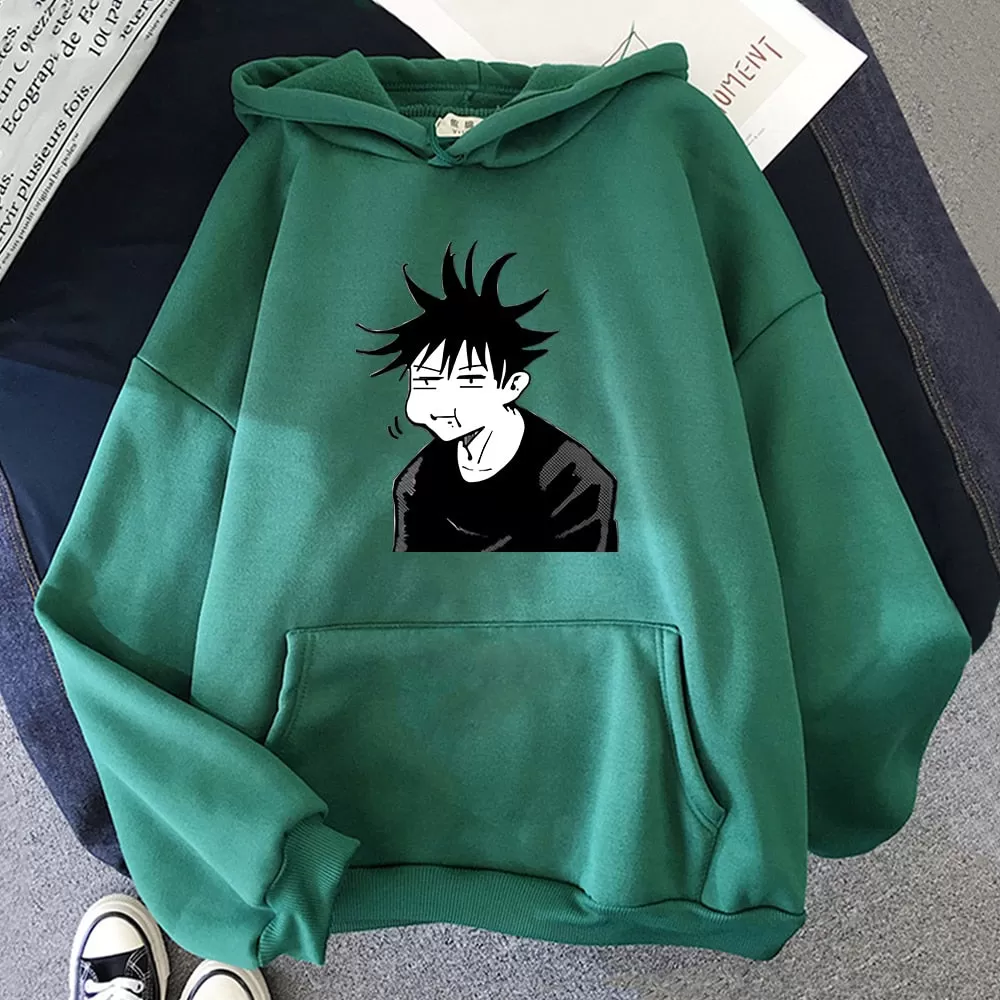 Jujutsu Kaisen Megumi Anime Sweatshirt Women Casual Hoodie Winter Fleece Streetwear Oversize