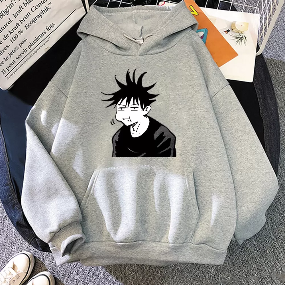 Jujutsu Kaisen Megumi Anime Sweatshirt Women Casual Hoodie Winter Fleece Streetwear Oversize